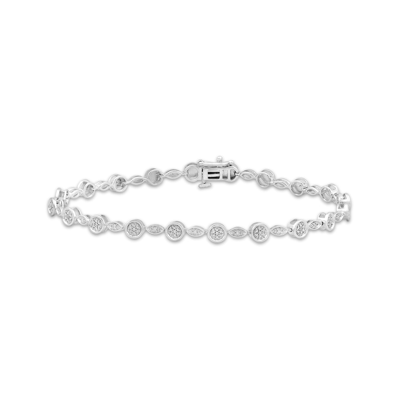 Main Image 1 of Diamond Circle & Marquise Link Bracelet 1/20 ct tw Sterling Silver 7.25&quot;