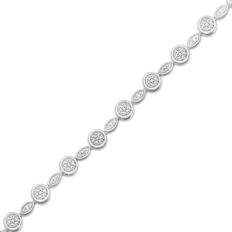 Main Image 2 of Diamond Circle & Marquise Link Bracelet 1/20 ct tw Sterling Silver 7.25&quot;