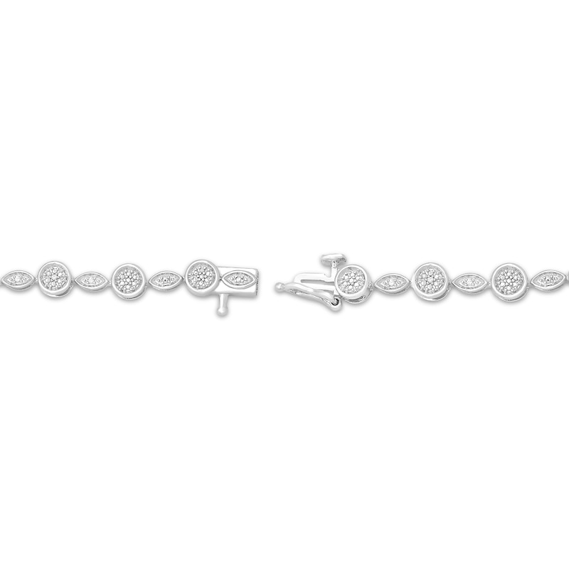 Main Image 3 of Diamond Circle & Marquise Link Bracelet 1/20 ct tw Sterling Silver 7.25&quot;