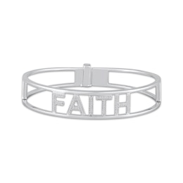 Diamond &quot;Faith&quot; Bangle Bracelet 1/3 ct tw Sterling Silver