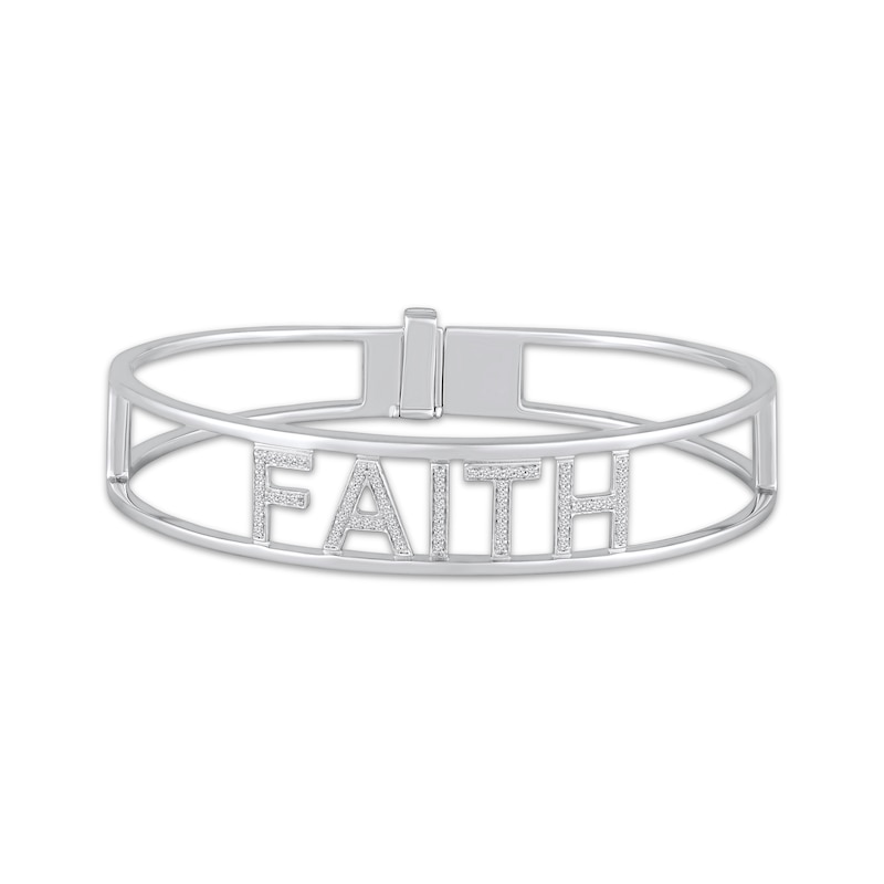 Diamond "Faith" Bangle Bracelet 1/3 ct tw Sterling Silver