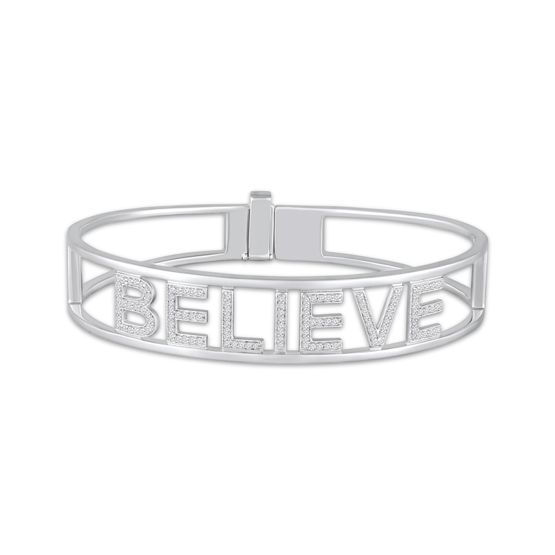 Diamond "Believe" Bangle Bracelet 1/2 ct tw Sterling Silver