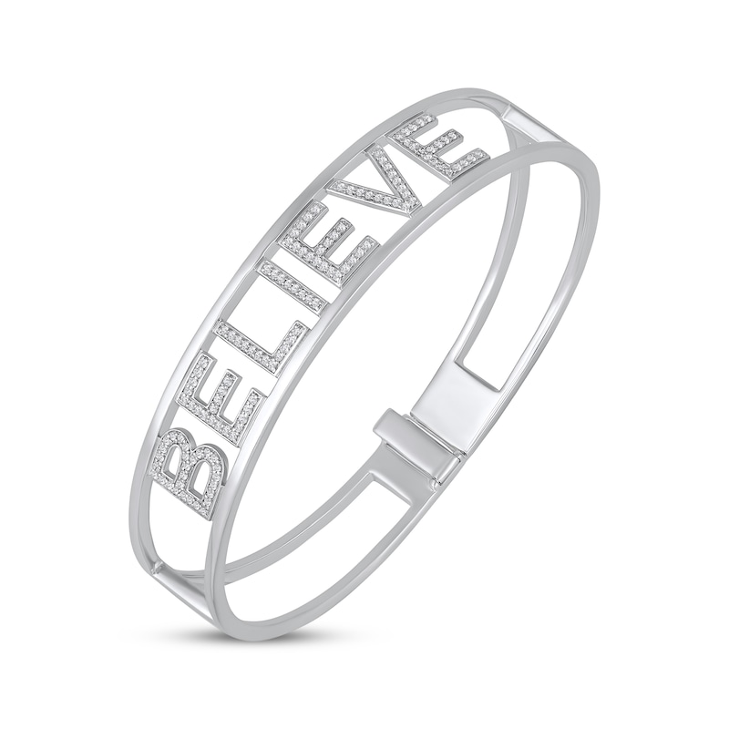 Diamond "Believe" Bangle Bracelet 1/2 ct tw Sterling Silver