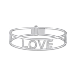 Diamond &quot;Love&quot; Bangle Bracelet 1/3 ct tw Sterling Silver