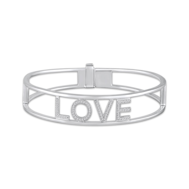 Main Image 1 of Diamond &quot;Love&quot; Bangle Bracelet 1/3 ct tw Sterling Silver