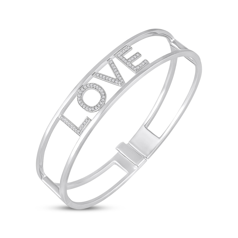 Main Image 2 of Diamond &quot;Love&quot; Bangle Bracelet 1/3 ct tw Sterling Silver