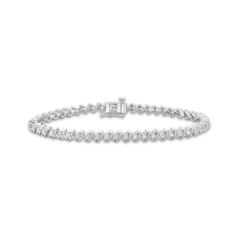 Main Image 1 of Diamond Orbit-Link Tennis Bracelet 2 ct tw 10K White Gold 7&quot;