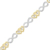 Thumbnail Image 1 of Diamond Hearts & Infinity Link Bracelet 1/10 ct tw Sterling Silver & 10K Yellow Gold 7.25"