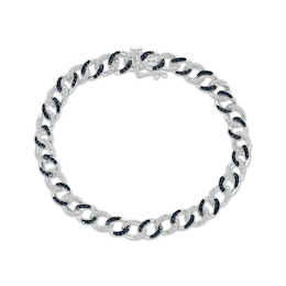 Black & White Diamond Curb Chain Bracelet 1 ct tw Sterling Silver 7&quot;