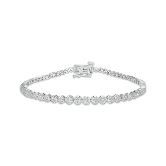 Multi-Diamond Circle Link Bracelet 1/2 ct tw Sterling Silver 7.25"