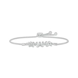 Diamond Accent &quot;Mama&quot; Paw Print Bolo Bracelet Sterling Silver