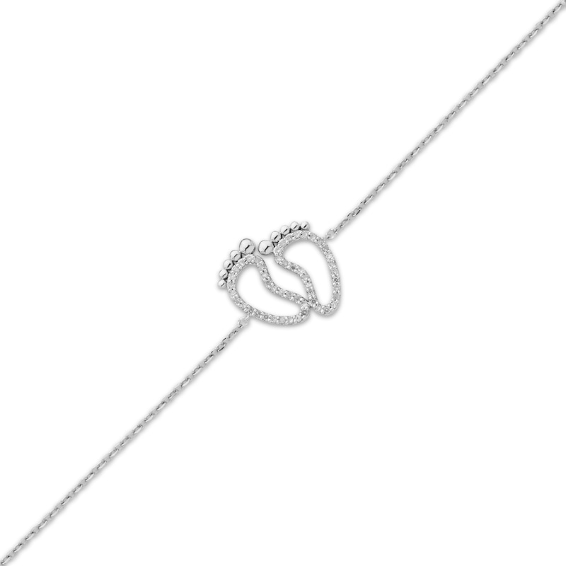 Main Image 2 of Diamond Baby Feet Chain Bracelet 1/8 ct tw Sterling Silver 7&quot;