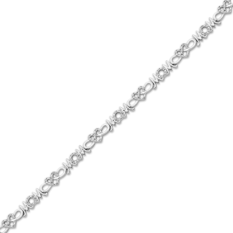 Main Image 2 of Diamond &quot;Mom&quot; Infinity with Hearts Link Bracelet 1/8 ct tw Sterling Silver 7&quot;