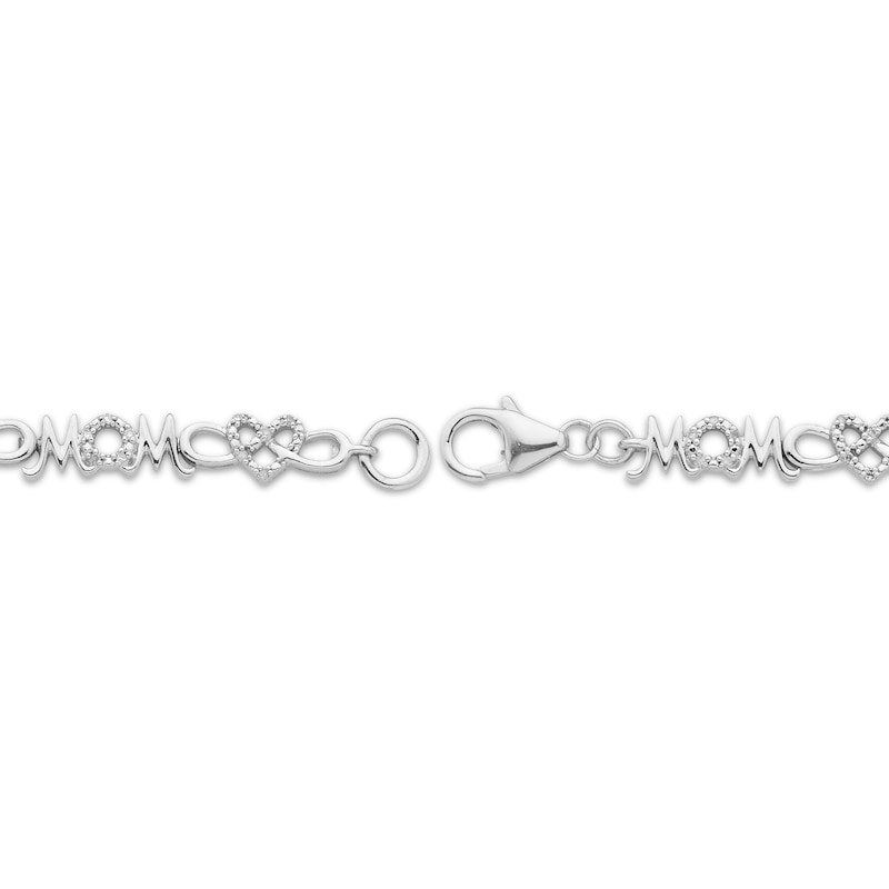 Main Image 3 of Diamond &quot;Mom&quot; Infinity with Hearts Link Bracelet 1/8 ct tw Sterling Silver 7&quot;