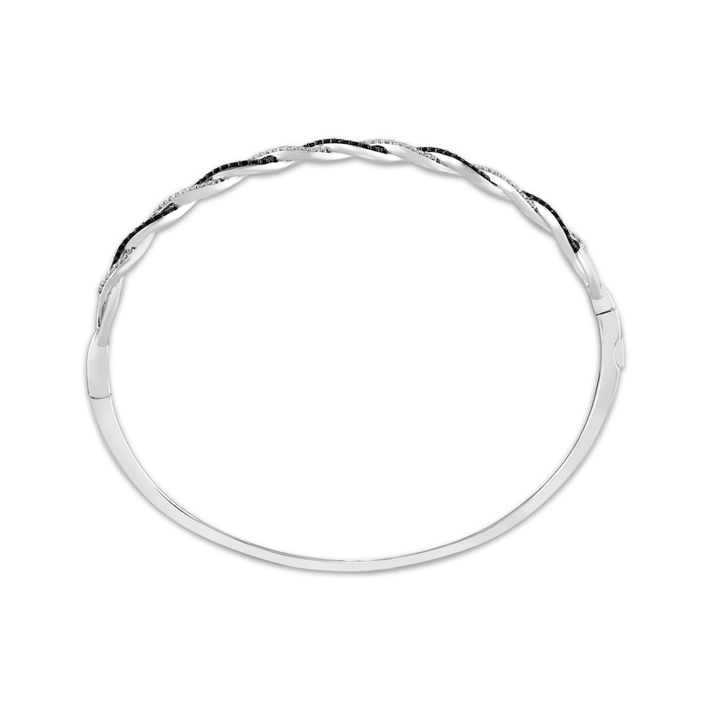 Main Image 2 of Black & White Diamond Twist Bangle Bracelet 1/2 ct tw Sterling Silver