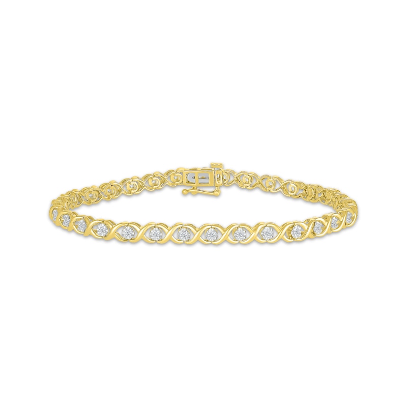 Main Image 1 of Diamond &quot;XO&quot; Bracelet 1/2 ct tw 10K Yellow Gold 7&quot;