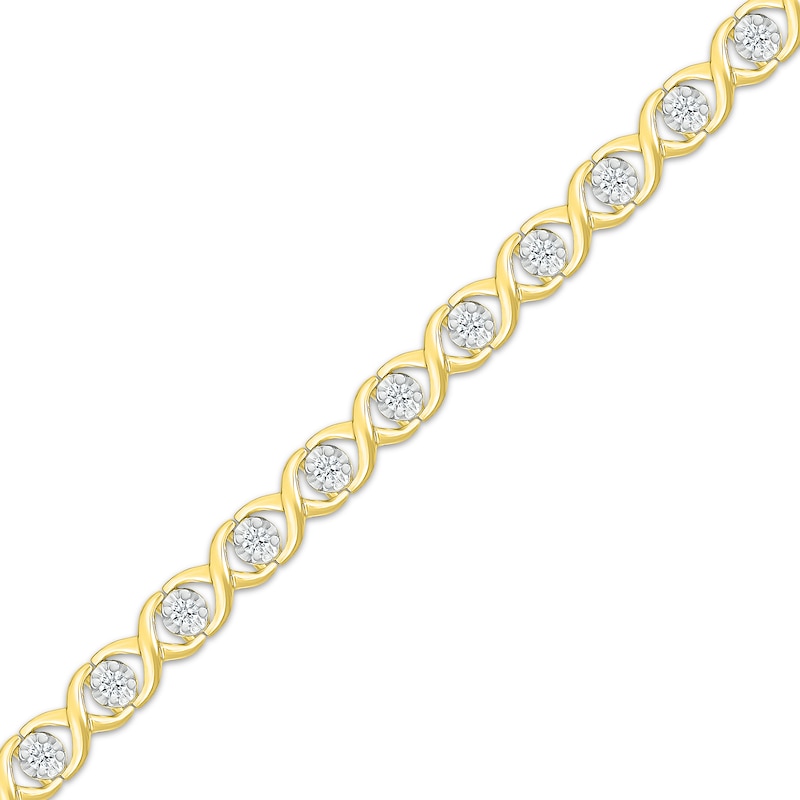 Main Image 2 of Diamond &quot;XO&quot; Bracelet 1/2 ct tw 10K Yellow Gold 7&quot;