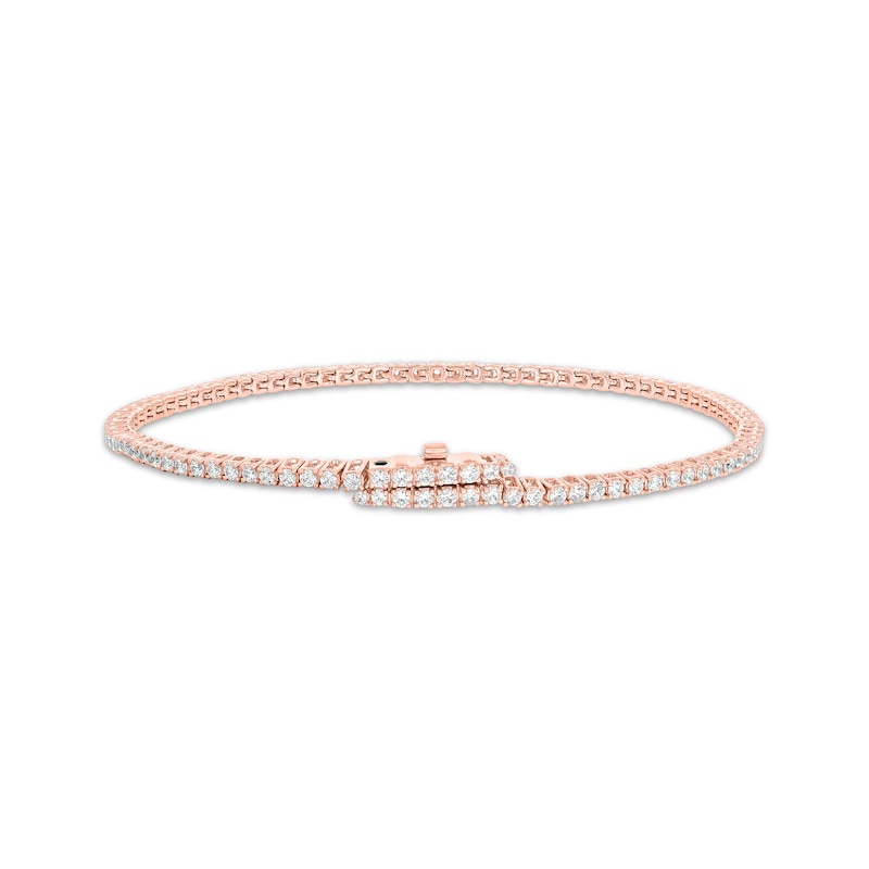 Diamond Tennis Bracelet with Magnetic Clasp 2 ct tw 10K Rose Gold 7"