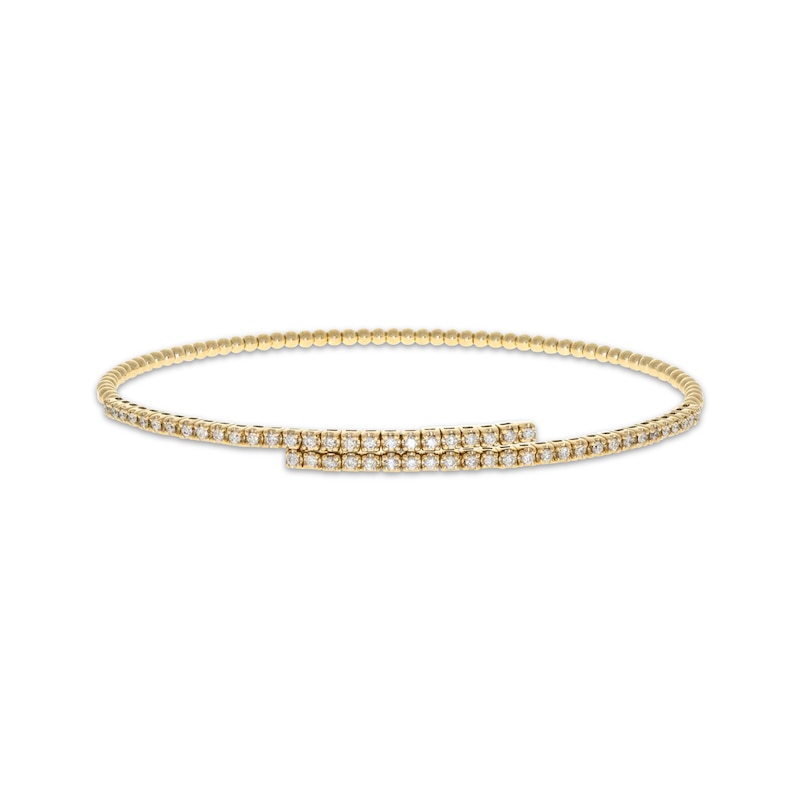 Main Image 1 of Diamond Flex Bypass Bangle Bracelet 1/2 ct tw 10K Yellow Gold