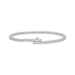 Multi-Diamond Flower Link Bracelet with Magnetic Clasp 1-1/2 ct tw 10K White Gold 7&quot;