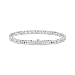 Diamond Double-Row Endless Bracelet with Magnetic Clasp 4 ct tw 10K White Gold 7&quot;