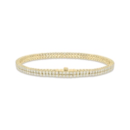 Diamond Double-Row Endless Bracelet with Magnetic Clasp 4 ct tw 10K Yellow Gold 7&quot;