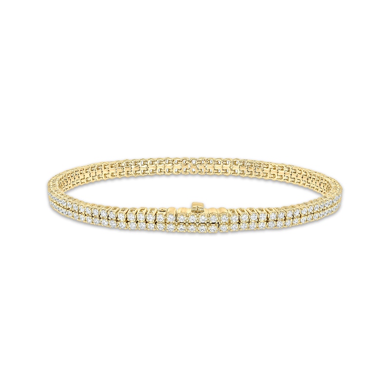 Main Image 1 of Diamond Double-Row Endless Bracelet with Magnetic Clasp 4 ct tw 10K Yellow Gold 7&quot;