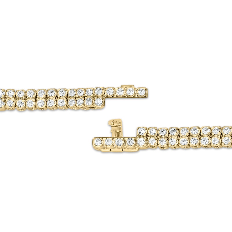 Main Image 3 of Diamond Double-Row Endless Bracelet with Magnetic Clasp 4 ct tw 10K Yellow Gold 7&quot;