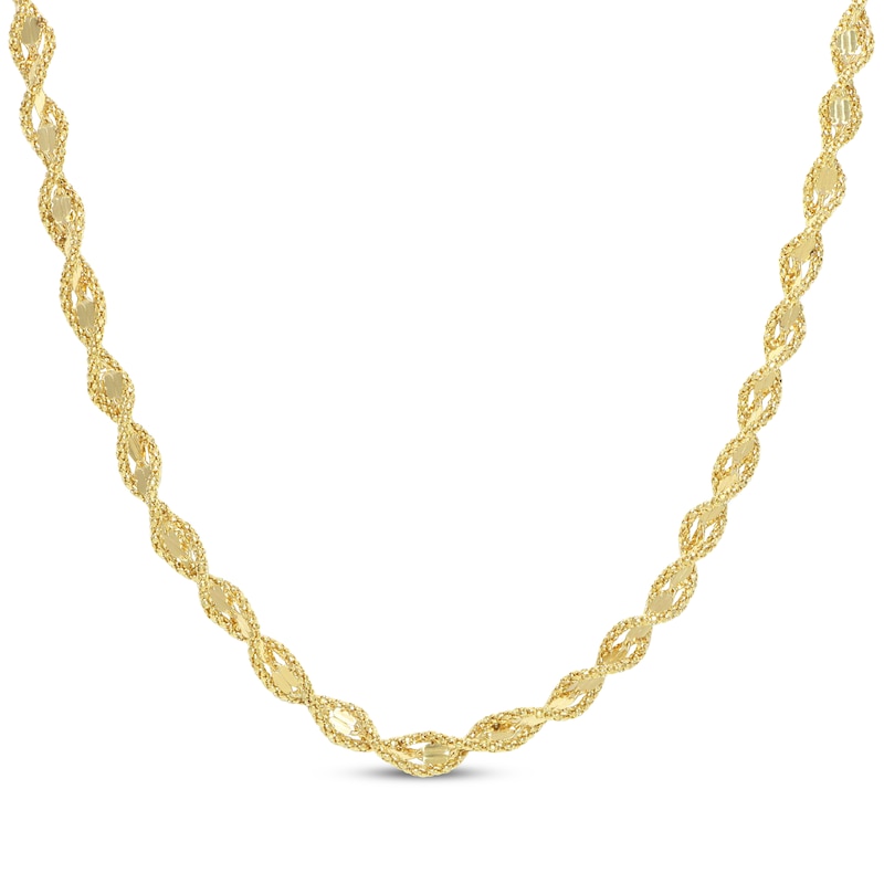 Main Image 1 of Glitter-Edge Fancy Chain Necklace 10K Yellow Gold 18&quot;