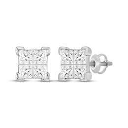 Men's Lab-Created Diamonds by KAY Quad Square-Cut Stud Earrings 1 ct tw 10K White Gold