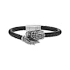 Thumbnail Image 1 of Men's Dragon Head & Tail Leather Bracelet Oxidized Sterling Silver 8.5&quot;