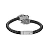 Thumbnail Image 2 of Men's Dragon Head & Tail Leather Bracelet Oxidized Sterling Silver 8.5&quot;