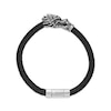 Thumbnail Image 4 of Men's Dragon Head & Tail Leather Bracelet Oxidized Sterling Silver 8.5&quot;