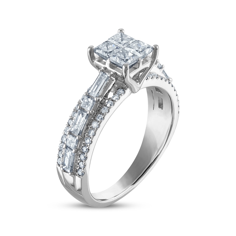 Main Image 2 of Princess-Cut Diamond Quad Engagement Ring 1-1/2 ct tw 14K White Gold