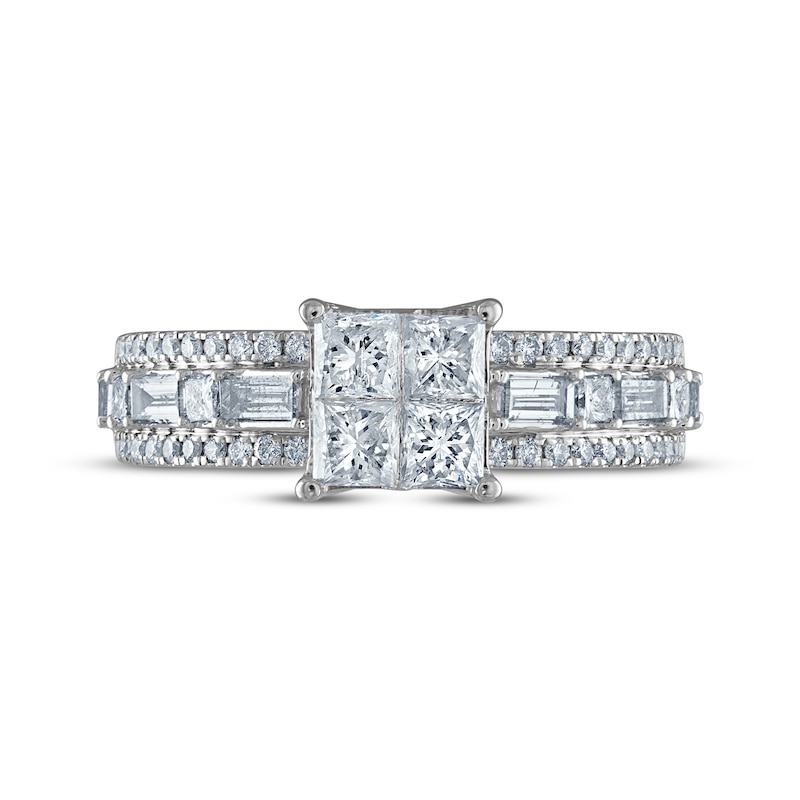 Main Image 3 of Princess-Cut Diamond Quad Engagement Ring 1-1/2 ct tw 14K White Gold