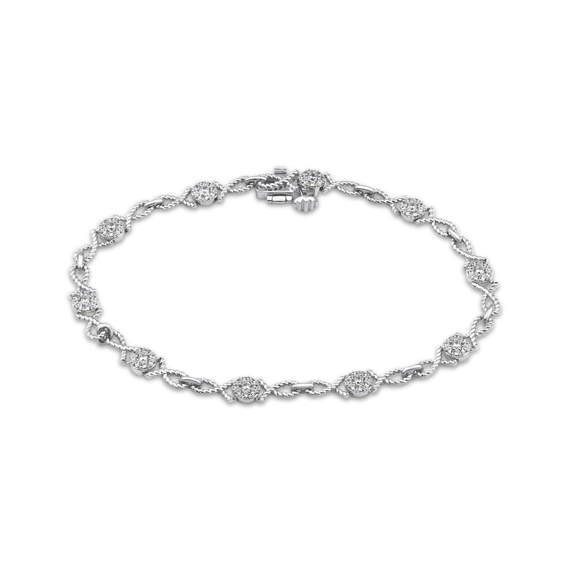 Threads of Love Diamond Twist Link Bracelet 3/4 ct tw 10K White Gold 7"