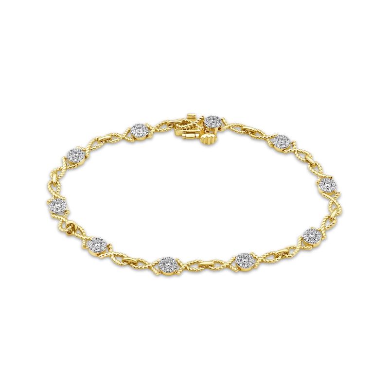 Threads of Love Diamond Twist Link Bracelet 3/4 ct tw 10K Yellow Gold 7"