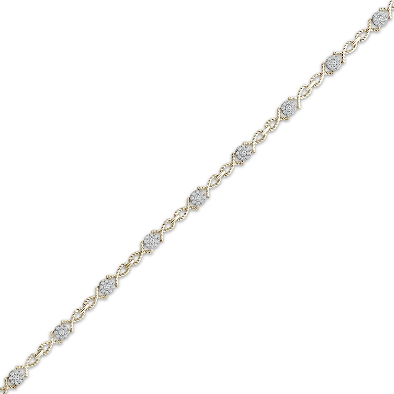 Threads of Love Diamond Twist Link Bracelet 3/4 ct tw 10K Yellow Gold 7"