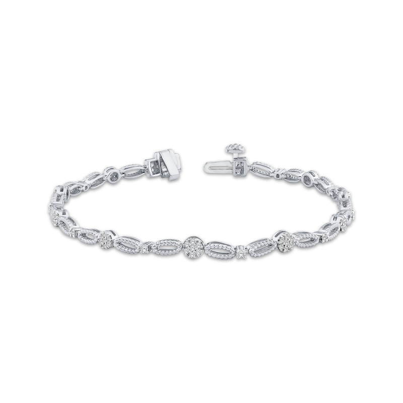 Threads of Love Diamond Twist Oval Link Bracelet 1/2 ct tw 10K White Gold 7"