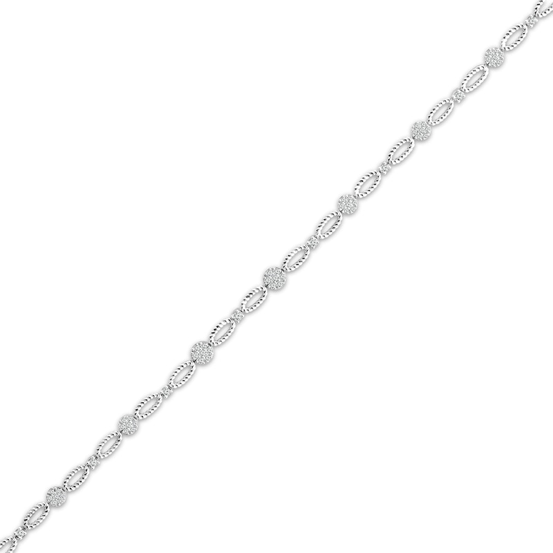 Threads of Love Diamond Twist Oval Link Bracelet 1/2 ct tw 10K White Gold 7"