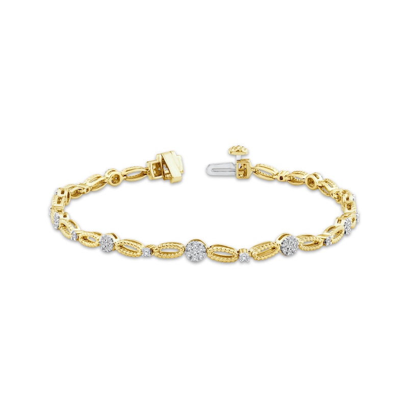 Threads of Love Diamond Twist Oval Link Bracelet 1/2 ct tw 10K Yellow Gold 7"