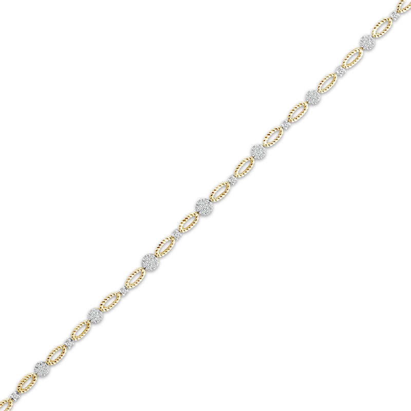 Threads of Love Diamond Twist Oval Link Bracelet 1/2 ct tw 10K Yellow Gold 7"