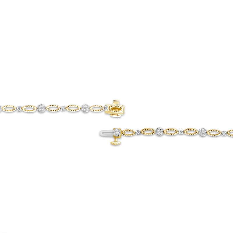 Threads of Love Diamond Twist Oval Link Bracelet 1/2 ct tw 10K Yellow Gold 7"