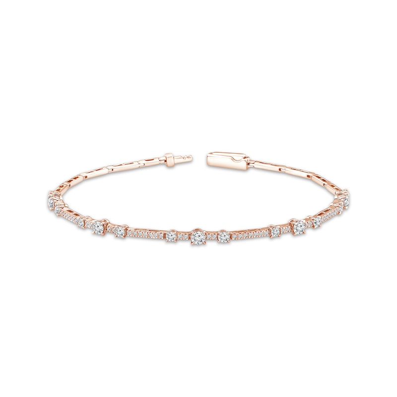 Main Image 1 of Memories Moments Magic Three-Stone Diamond Bracelet 1 ct tw 10K Rose Gold 7&quot;