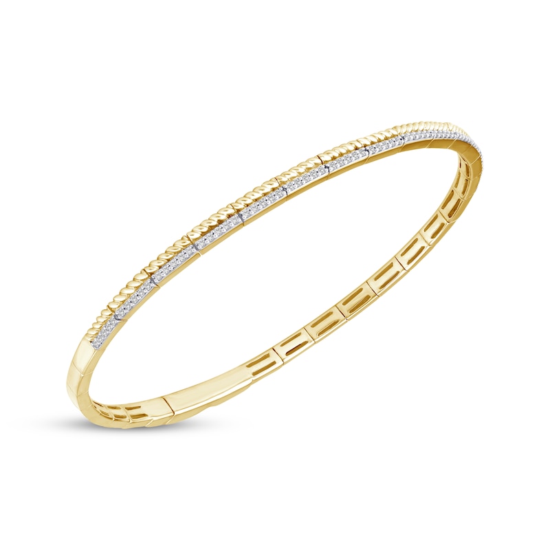 Threads of Love Diamond Flexible Bangle Bar Bracelet 1/3 ct tw 10K Yellow Gold