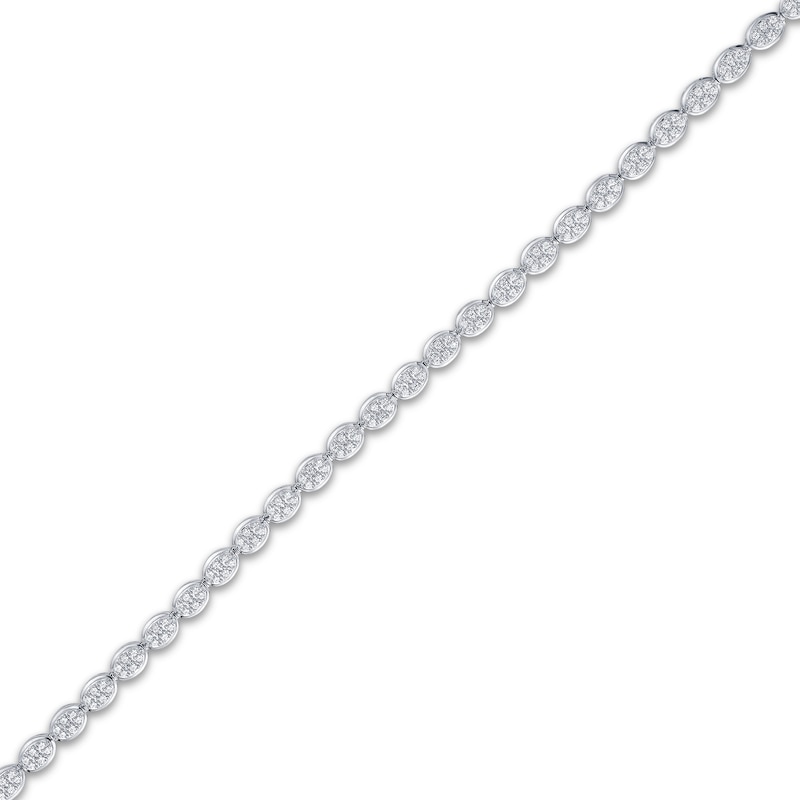 Main Image 2 of Multi-Diamond Oval-Shaped Link Bracelet 1 ct tw Sterling Silver 7&quot;