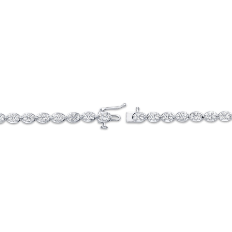 Main Image 3 of Multi-Diamond Oval-Shaped Link Bracelet 1 ct tw Sterling Silver 7&quot;