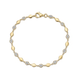 Multi-Diamond Alternating Marquise Link Bracelet 1/2 ct tw 10K Yellow Gold 7&quot;