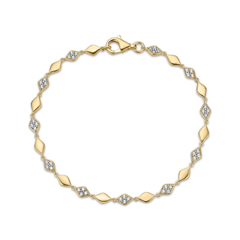 Multi-Diamond Alternating Marquise Link Bracelet 1/2 ct tw 10K Yellow Gold 7"