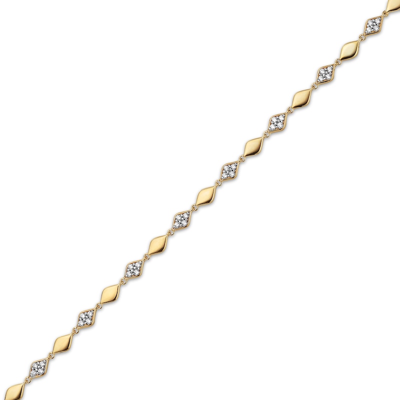 Multi-Diamond Alternating Marquise Link Bracelet 1/2 ct tw 10K Yellow Gold 7"